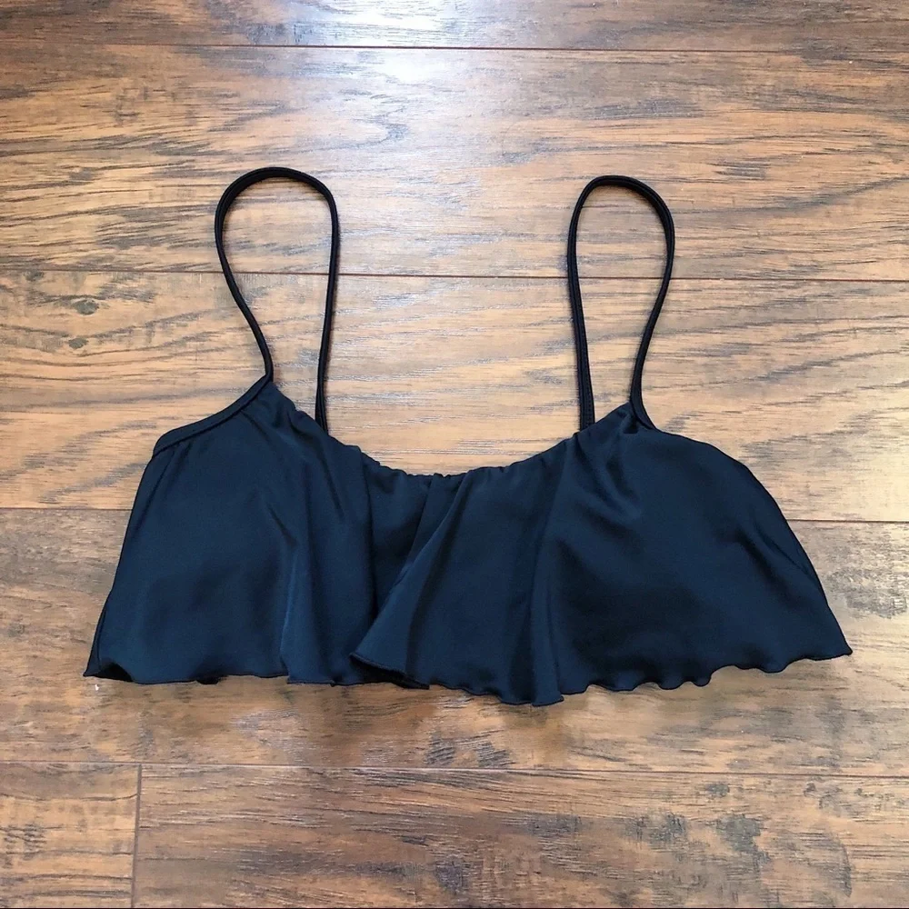Reef • black flowy bikini top flutter flounce ruffle swim swimsuit padded